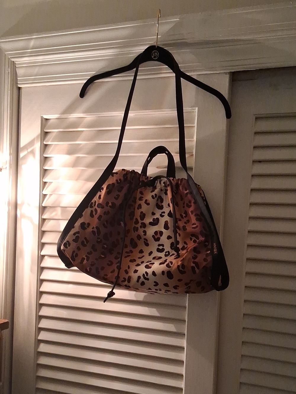 NWOT - Carbon 38 Leopard Print Drawstring Shoulder Bag - Black Trim